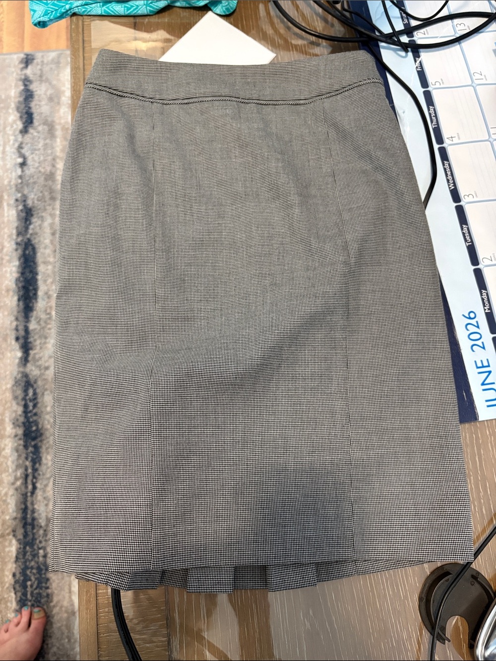 White House Black Market Black and White Micro-Check Skirt